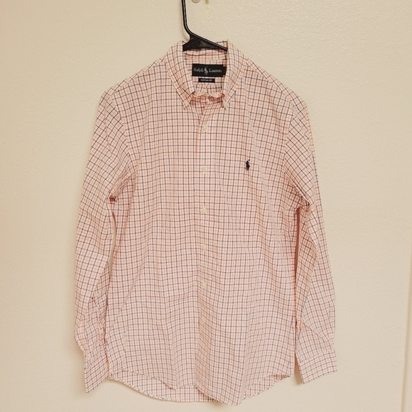 Ralph Lauren Orange and Blue Plaid Button Down Shirt - Picture 1 of 4